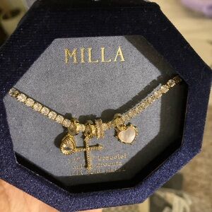 Millau Gold and Silver Bracelet with Heart and Cross Charms